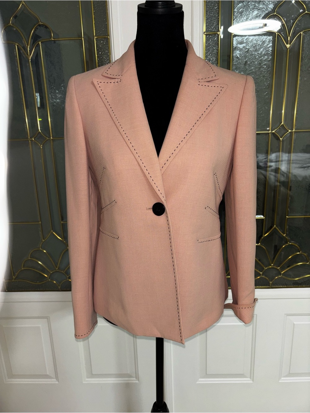 Kasper Blush Peach Single-Button Tailored Blazer
